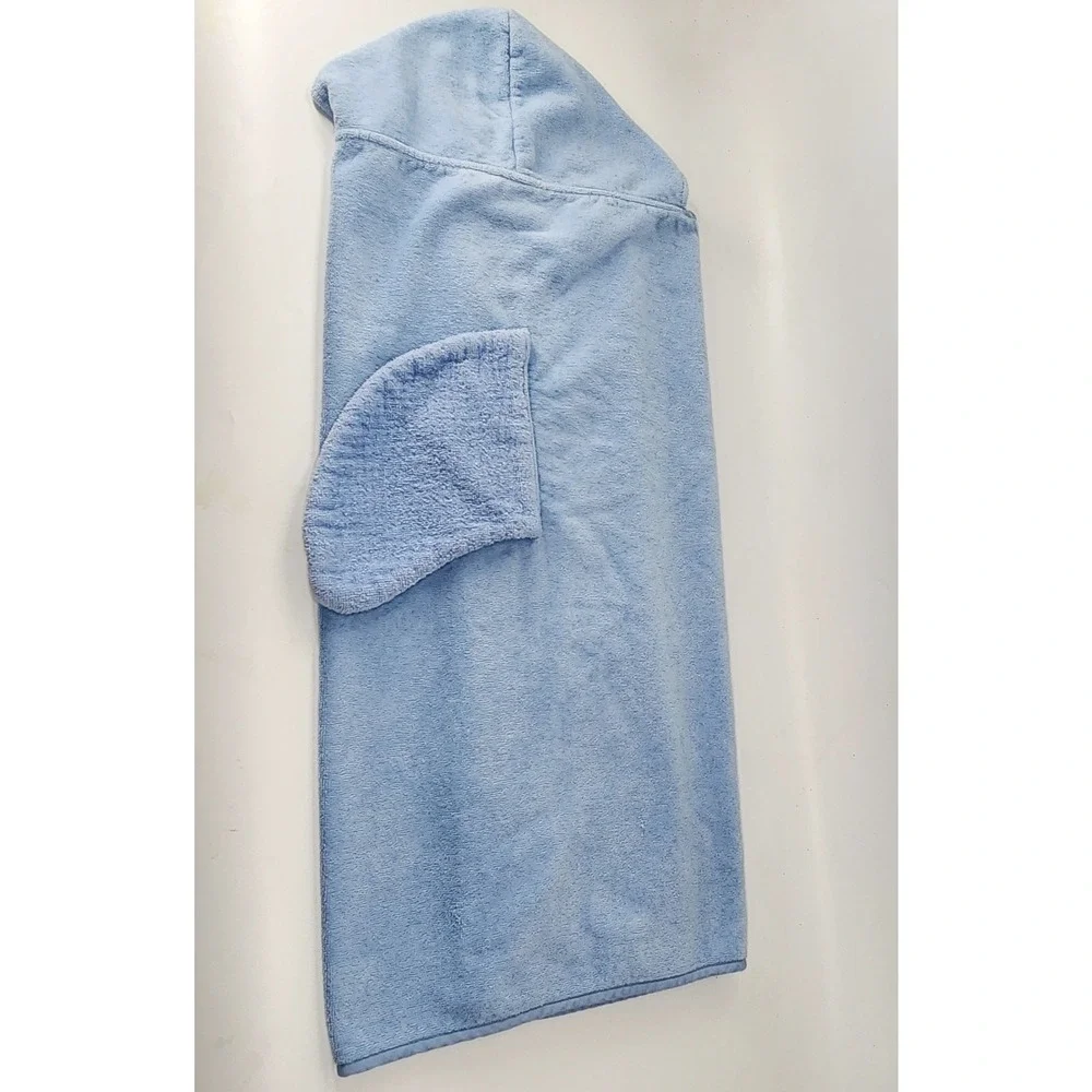 Pottery Barn Kids Baby Hooded Shark Wrap Bath Towel 100% Cotton Soft Terry Blue